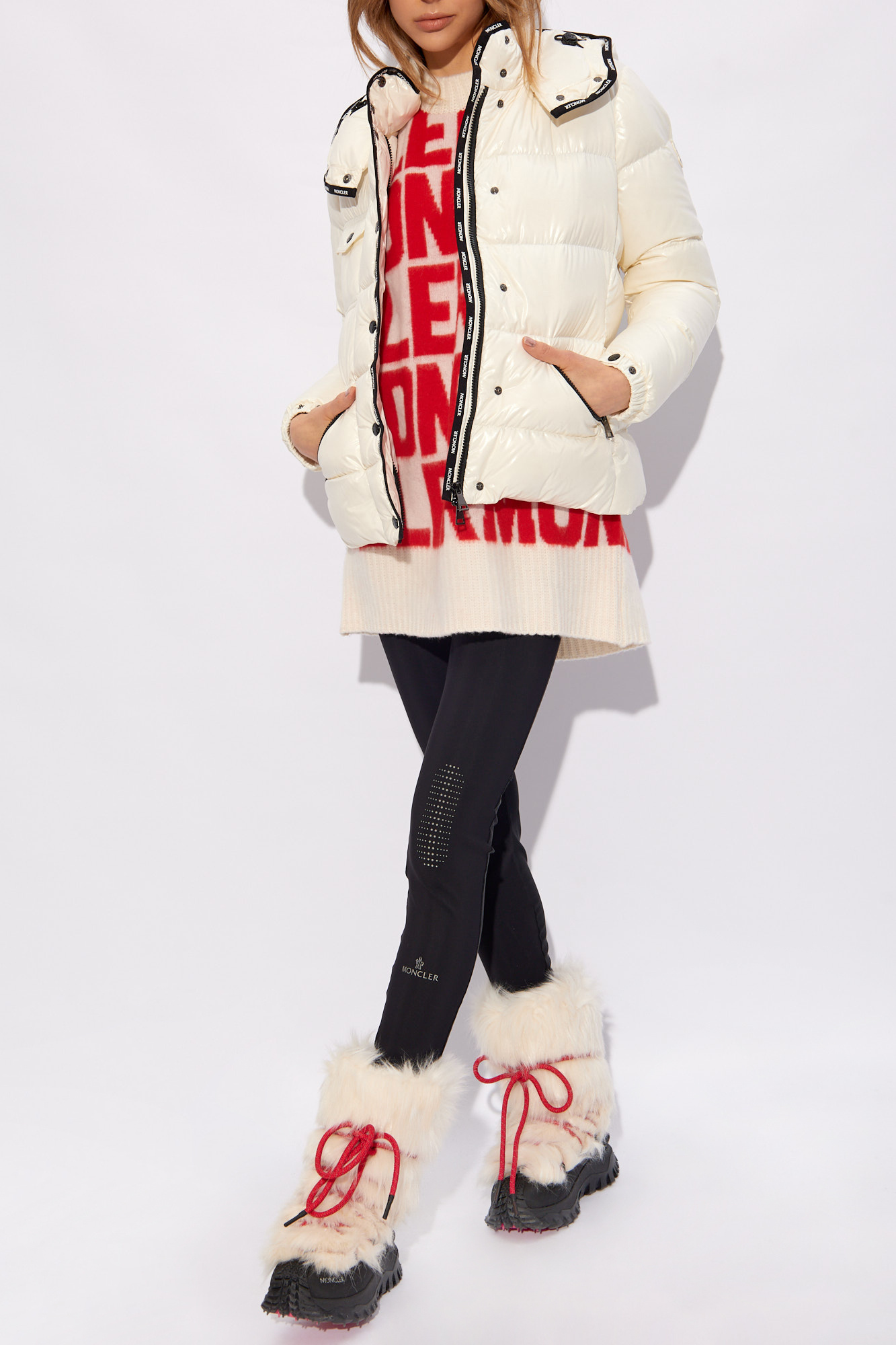 SchaferandweinerShops HK - Cream 'Flumet' down jacket Moncler - fendi kids  printed zipped sweatshirt